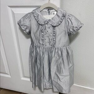 Sweet Pea Silver Baby Dress with Ruffles